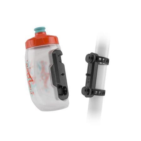 Fidlock - Botella - TWIST 450 niños + Base magnética UNI con correas, Naranja, Blanco transparante - 09640(CLR)
