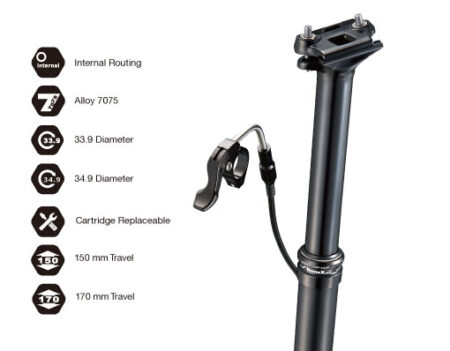 TranzX - dropper - post cableado interior 34.9x456 150mm + mando remoto