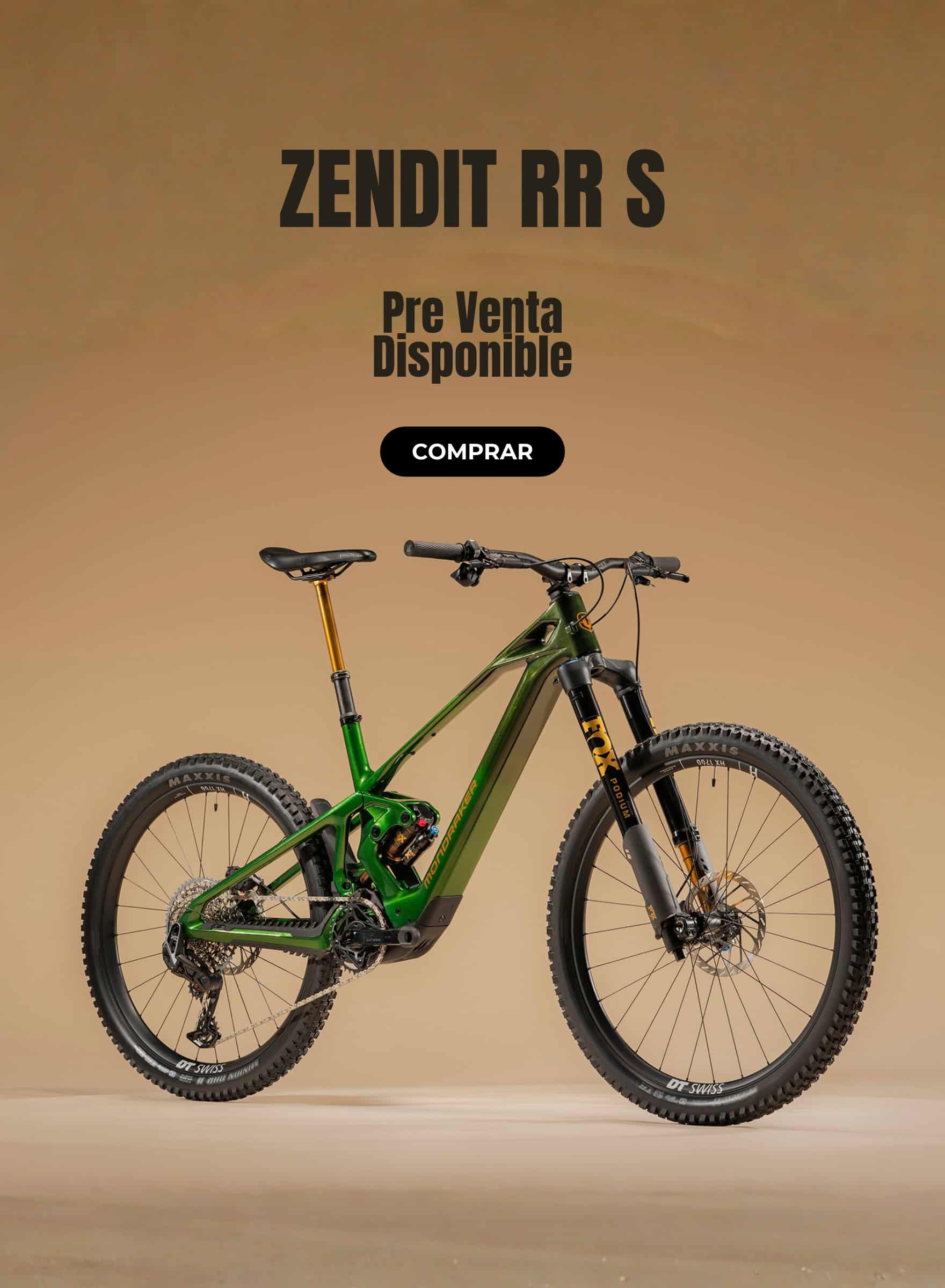 ZENDIT RR S bicicleta de montaña de suspensión completa en tono verde y negro.